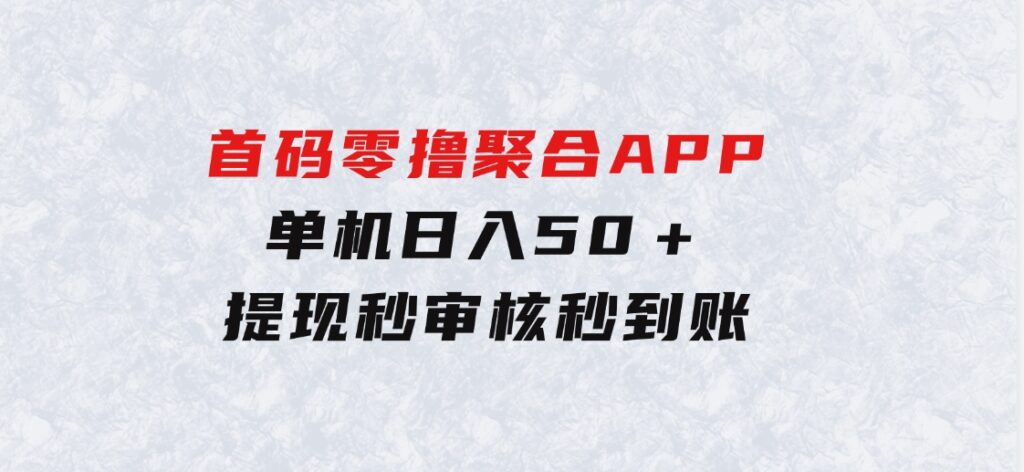 2024首码零撸聚合APP，单机日入50＋，提现秒审核秒到账-海南千川网络科技