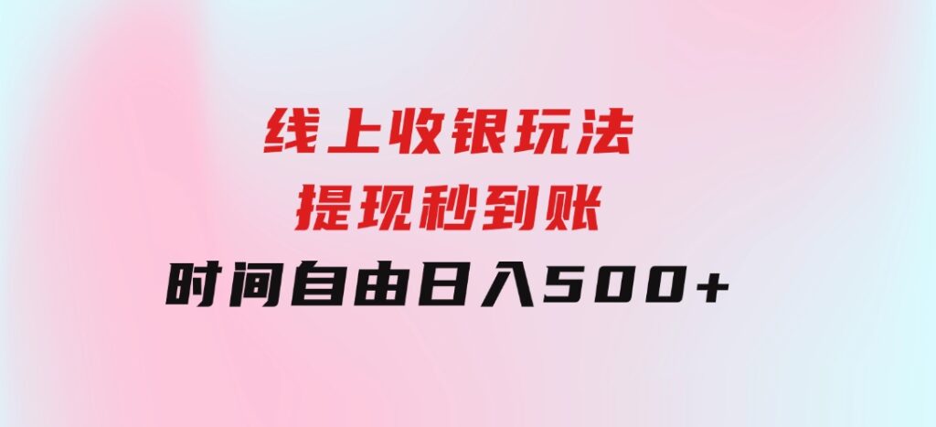 线上收银玩法，提现秒到账，时间自由，日入500+-海南千川网络科技