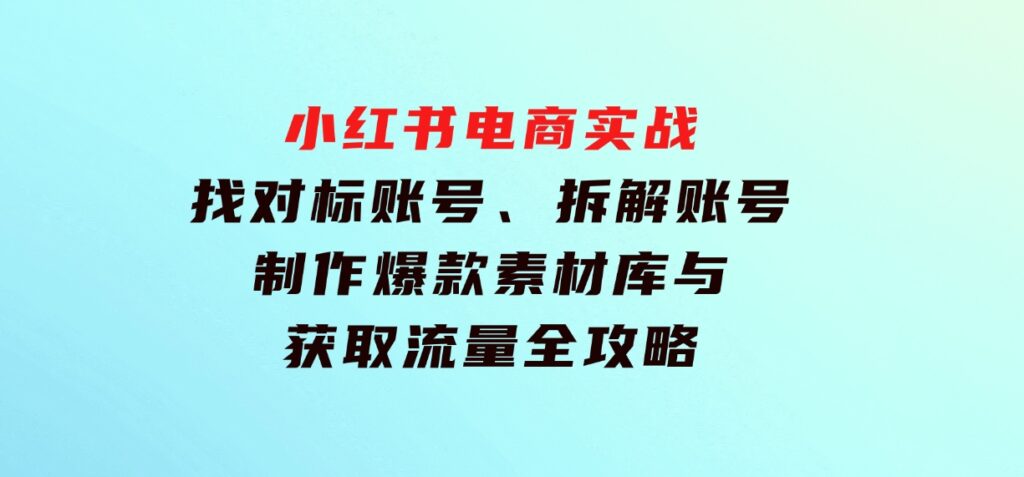 小红书电商实战：找对标账号、拆解账号、制作爆款素材库与获取流量全攻略-海南千川网络科技