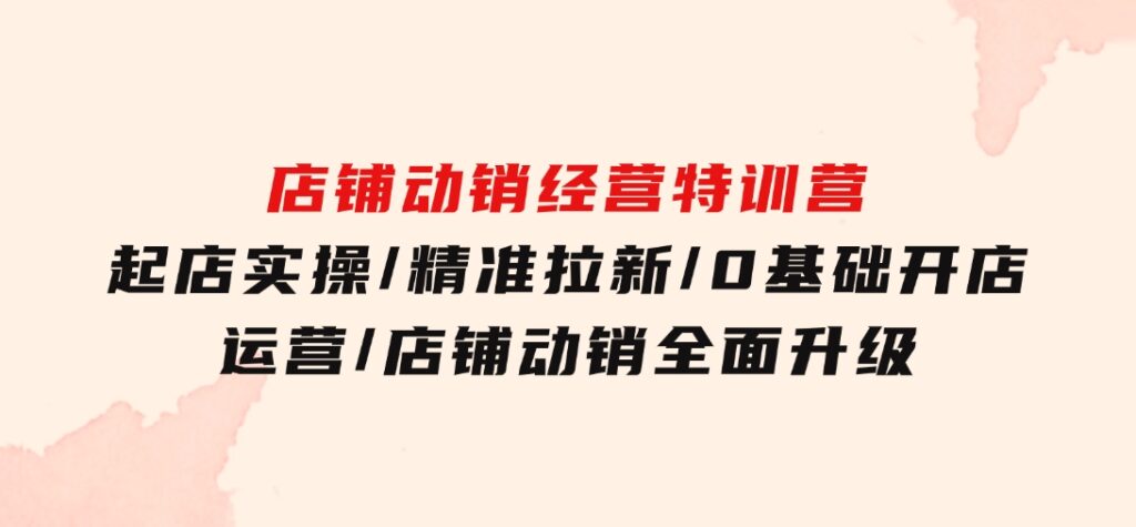 店铺动销经营特训营：起店实操/精准拉新/0基础开店运营/店铺动销全面升级-海南千川网络科技