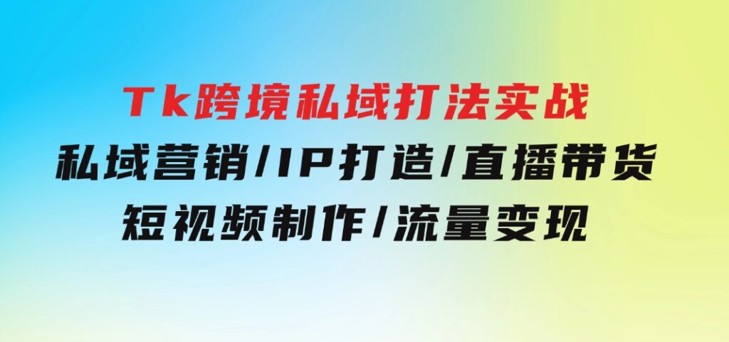 Tk跨境私域打法实战：私域营销/IP打造/直播带货/短视频制作/流量变现-海南千川网络科技