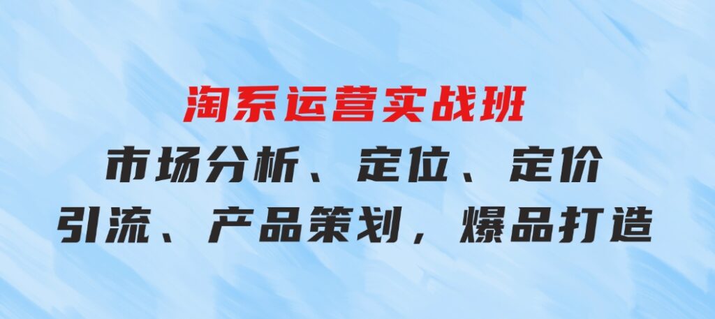 淘系运营实战班：市场分析、定位、定价、引流、产品策划，爆品打造-海南千川网络科技