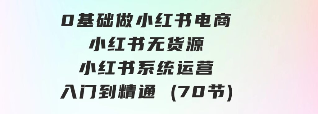 0基础做小红书电商，小红书无货源，小红书系统运营，入门到精通(70节)-海南千川网络科技