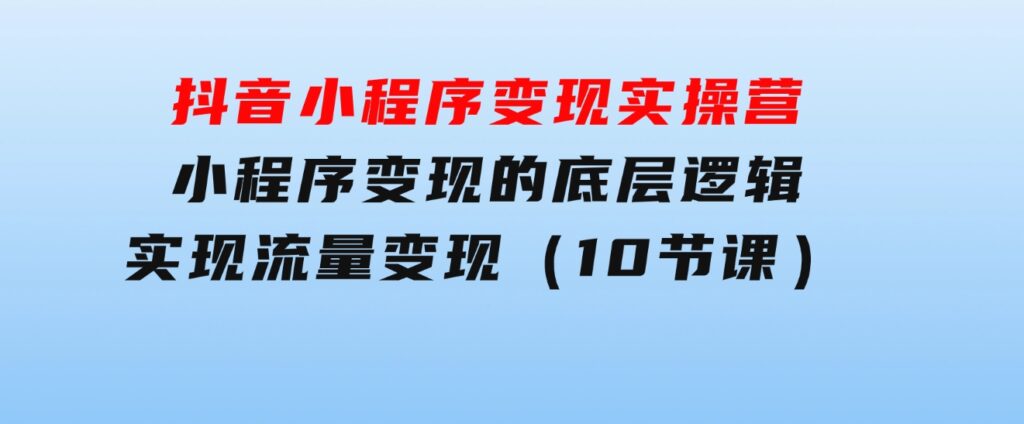 抖音小程序变现实操营，小程序变现的底层逻辑，实现流量变现（10节课）-海南千川网络科技