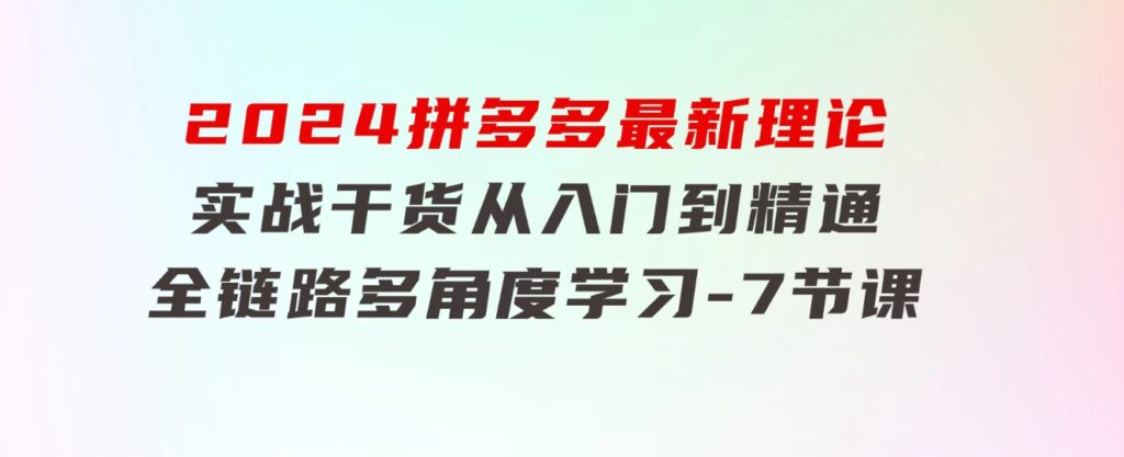 2024拼多多最新理论+实战干货，从入门到精通全链路多角度学习-7节课-海南千川网络科技