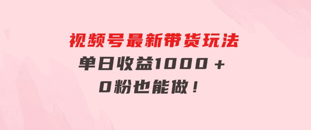 视频号最新带货玩法，流量爆炸，单日收益1000＋，0粉也能做！-海南千川网络科技