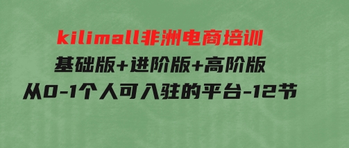 kilimall非洲电商培训，基础版+进阶版+高阶版从0-1个人可入驻的平台-12节-海南千川网络科技