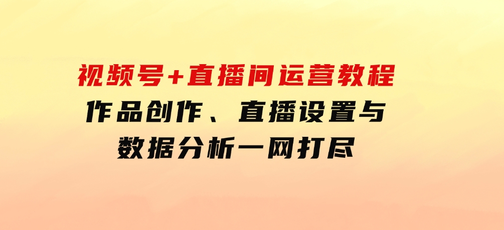 视频号+直播间运营教程：作品创作、直播设置与数据分析一网打尽-海南千川网络科技