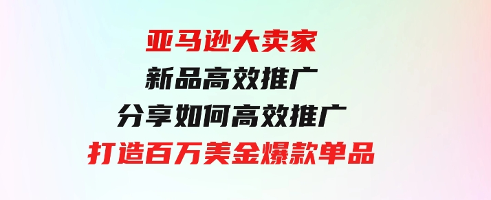 亚马逊大卖家-新品高效推广，分享如何高效推广，打造百万美金爆款单品-海南千川网络科技