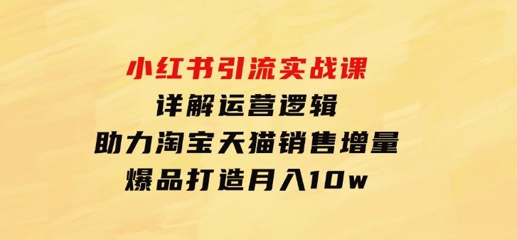 小红书引流实战课：详解运营逻辑，助力淘宝天猫销售增量，爆品打造月入10w-海南千川网络科技