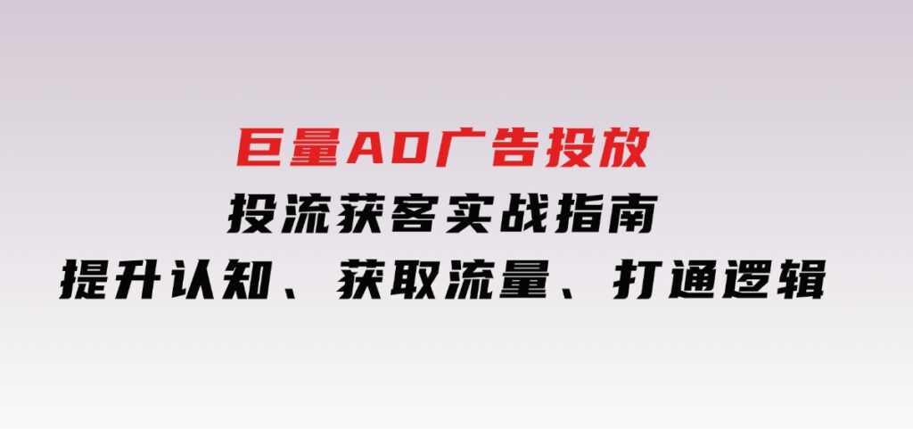 巨量AD广告投放投流获客实战指南，提升认知、获取流量、打通逻辑-海南千川网络科技