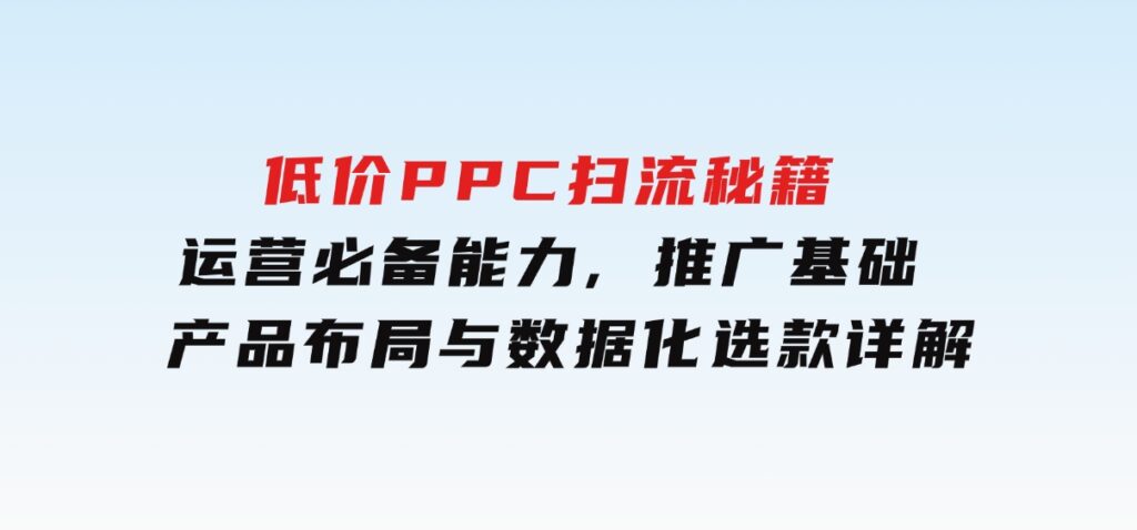 低价PPC扫流秘籍：运营必备能力,推广基础,产品布局与数据化选款详解-海南千川网络科技